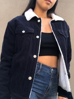 BRANDY MELVILLE | Blue Corduroy Jacket Size Medium